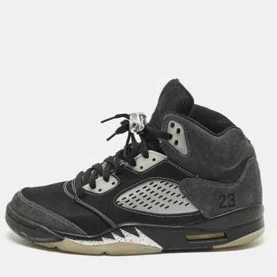 Pre-owned Air Jordans Jordan 5 Retro Anthracite Size 45 Black/grey Mesh And Suede High Top Sneakers