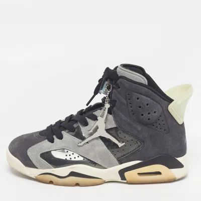 Pre-owned Air Jordans Jordan 6 Retro Tech Chrome Size 37.5 Grey Suede And Pvc High Top Sneakers In Gray