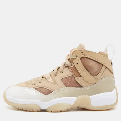 Pre-owned Air Jordans Jordan Jumpman Size 39 Two Tone Leather And Mesh High Top Sneakers In Sand