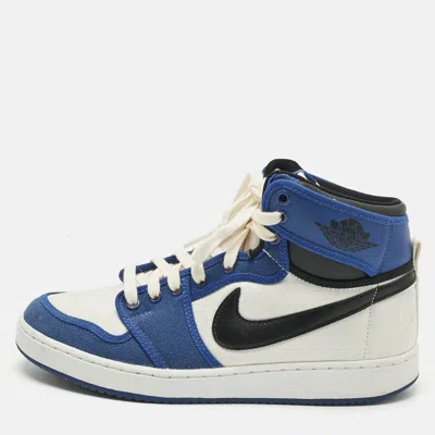 Pre-owned Air Jordans Multicolor Canvas And Leather Jordan 1 Retro Ajko Storm Blue Sneakers Size 42.5