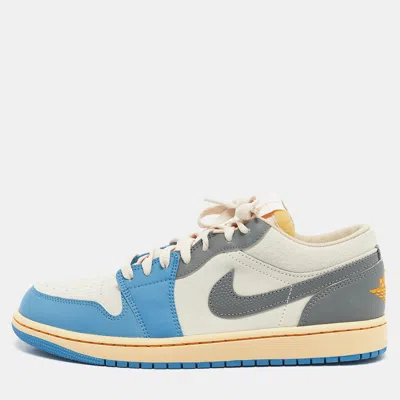 Pre-owned Air Jordans Multicolor Leather And Suede Jordan 1 Low Vintage Unc Grey Sneakers Size 42.5