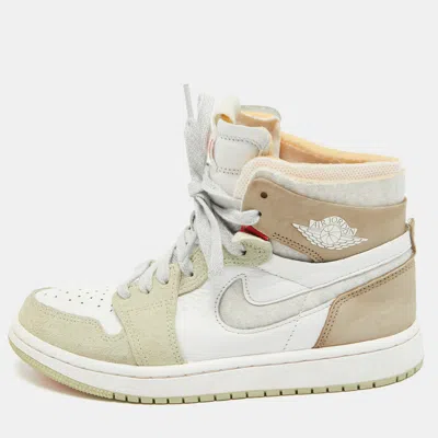 Pre-owned Air Jordans Multicolor Leather Jordan 1 High Zoom Air Cmft Olive Aura Sneakers Size 36