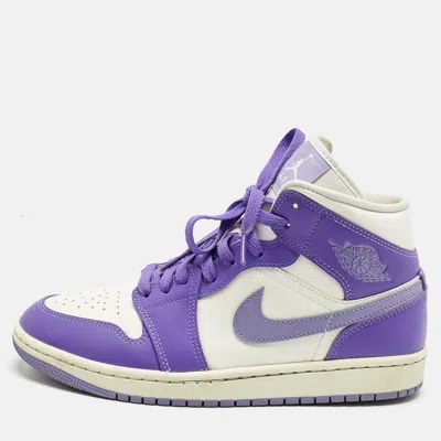 Pre-owned Air Jordans Multicolor Leather Jordan 1 Mid Action Grape Sneakers Size 40