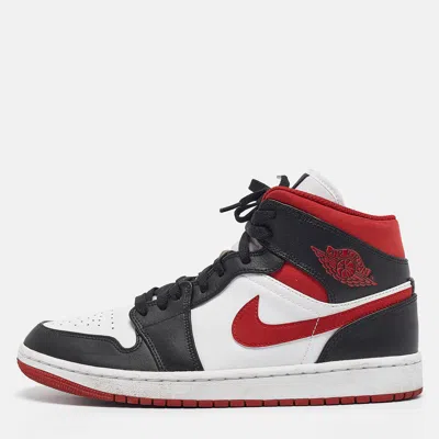 Pre-owned Air Jordans Multicolor Leather Jordan 1 Mid Gym Red Black White Sneakers Size 43