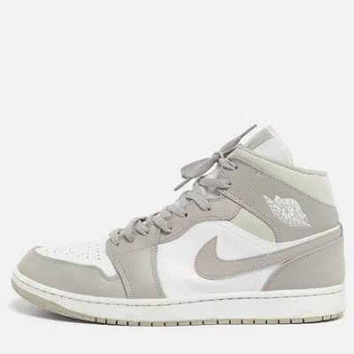 Pre-owned Air Jordans Multicolor Leather Jordan 1 Mid Linen Sneakers Size 47.5