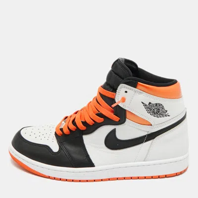 Pre-owned Air Jordans Multicolor Leather Jordan 1 Retro High Electro Orange Sneakers Size 45.5