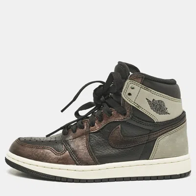 Pre-owned Air Jordans Multicolor Leather Jordan 1 Retro High Light Army Rust Shadow Patina Sneakers Size 36
