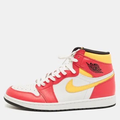 Pre-owned Air Jordans Multicolor Leather Jordan 1 Retro High Og Light Fusion Red Sneakers Size 45.5