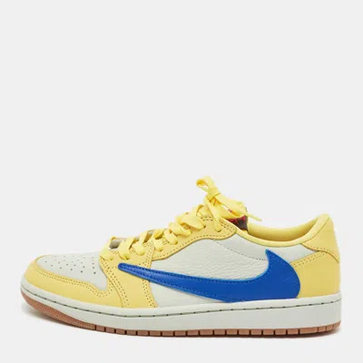 Pre-owned Air Jordans Multicolor Leather Jordan 1 Retro Low Og Sp Travis Scott Canary Sneakers Size 39