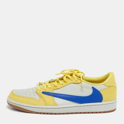 Pre-owned Air Jordans Multicolor Leather Jordan 1 Retro Low Og Sp Travis Scott Canary Sneakers Size 44.5
