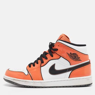Pre-owned Air Jordans Multicolor Patent And Leather Jordan 1 Mid Se Turf Orange Sneakers Size 43