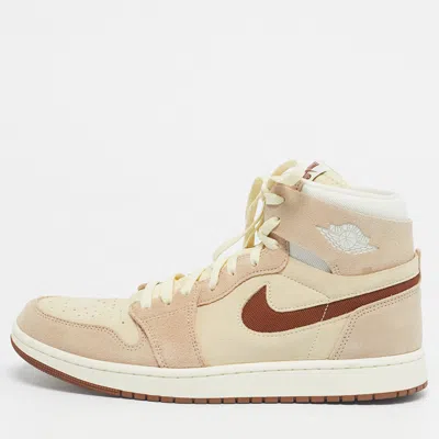 Pre-owned Air Jordans Multicolor Suede And Mesh Jordan 1 High Zoom Air Cmft 2 Legend Coffee Sneakers Size 45
