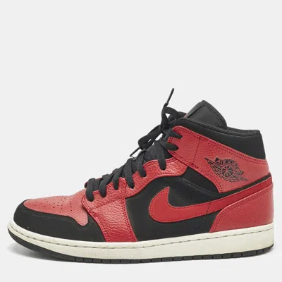 Pre-owned Air Jordans Red/black Leather Air Jordan 1 High Top Sneakers Size 44