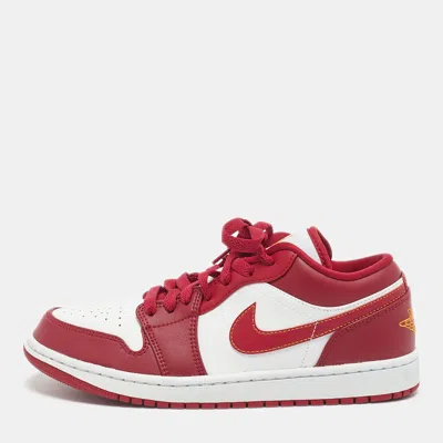 Pre-owned Air Jordans Red/white Leather Jordan 1 Low Cardinal Red Sneakers Size 42