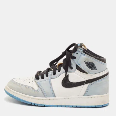 Pre-owned Air Jordans Retro High Size 39 White/light Blue Leather And Nubuck Leather High Top Sneakers