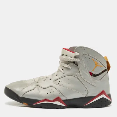 Pre-owned Air Jordans Silver Faux Leather Jordan 7 Retro Reflections Of A Champion Sneakers Size 47.5