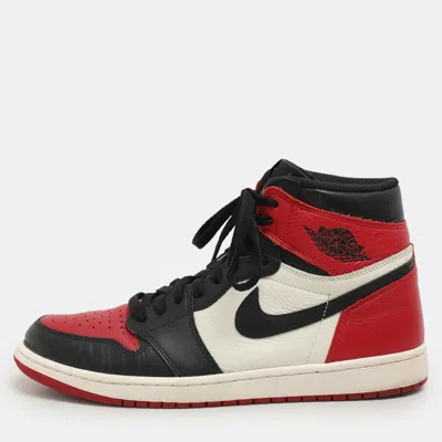 Pre-owned Air Jordans Tricolor Leather Air Jordan 1 Retro High Top Sneakers Size 45 In Red