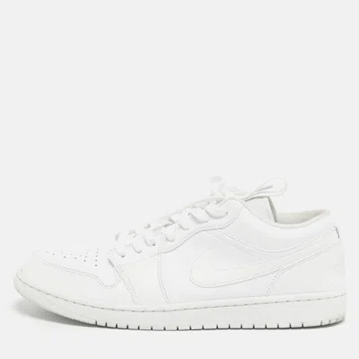 Pre-owned Air Jordans White Leather Jordan 1 Low Triple White Sneakers Size 45