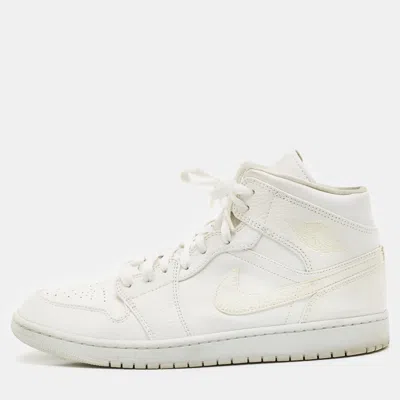 Pre-owned Air Jordans White Leather Jordan 1 Retro High Og Sneakers Size 45