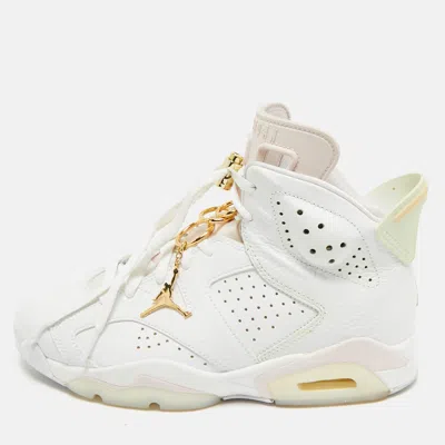 Pre-owned Air Jordans White Leather Jordan 6 High Top Sneakers Size 40