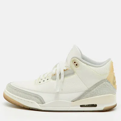 Pre-owned Air Jordans White/grey Leather Jordan 3 Retro Craft Ivory Sneakers Size 45.5