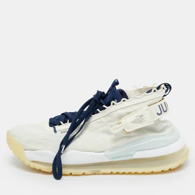 Pre-owned Air Jordans White/navy Blue Fabric Proto Max720 Pale Ivory High Top Sneakers Size 45