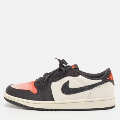 Pre-owned Air Jordans White/orange Leather Jordan 1 Retro Low Sneakers Size 40
