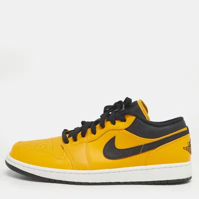 Pre-owned Air Jordans Yellow/black Leather Jordan 1 Low University Gold Sneakers Size 45.5