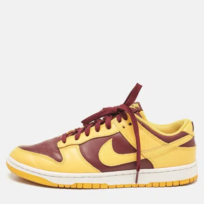 Pre-owned Air Jordans Yellow/burgundy Leather Dunk Retro Arizona Lace Up Sneakers Size 44