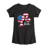 Air Waves Americana Little & Big Kid Girls Crew Neck Short Sleeve Flag Regular Fit Barbie Graphic T-shirt In Black