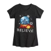 Air Waves Believe Snowglobe Big Kid Girls Crew Neck Short Sleeve T-shirt In Black