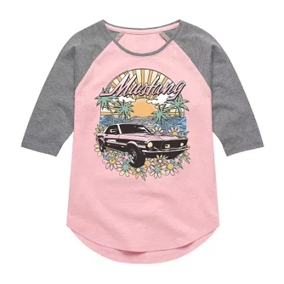 Air Waves Big Kid Girls Crew Neck 3/4 Sleeve T-shirt In Pink