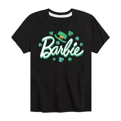 Air Waves Big Kid Girls Crew Neck Short Sleeve Classic Fit Barbie Graphic T-shirt In Black