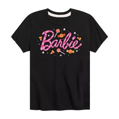 Air Waves Big Kid Girls Crew Neck Short Sleeve Classic Fit Barbie Graphic T-shirt In Black