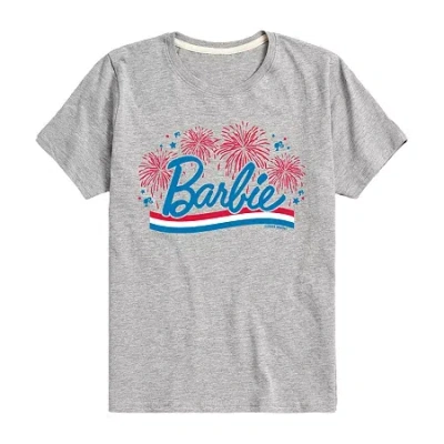 Air Waves Big Kid Girls Crew Neck Short Sleeve Classic Fit Barbie Graphic T-shirt In Gray