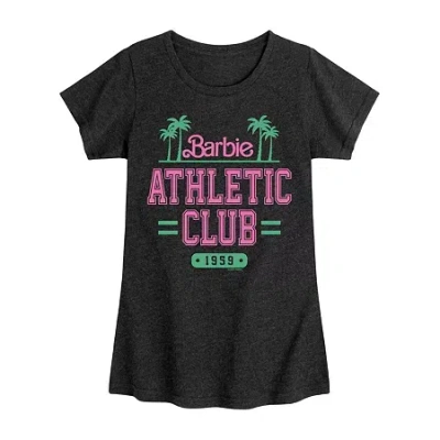 Air Waves Big Kid Girls Crew Neck Short Sleeve Classic Fit Barbie Graphic T-shirt In Gray