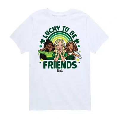 Air Waves Big Kid Girls Crew Neck Short Sleeve Classic Fit Barbie Graphic T-shirt In White