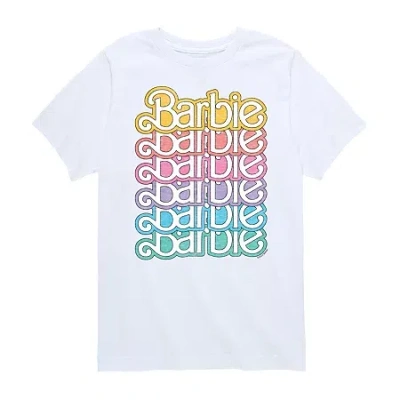 Air Waves Big Kid Girls Crew Neck Short Sleeve Classic Fit Barbie Graphic T-shirt In White