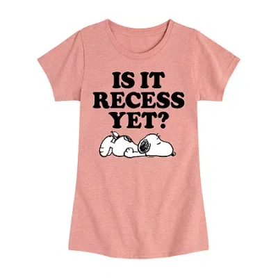 Air Waves Big Kid Girls Crew Neck Short Sleeve Classic Fit Peanuts Graphic T-shirt In Pink