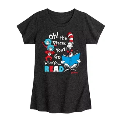 Air Waves Big Kid Girls Crew Neck Short Sleeve Dr. Seuss T-shirt In Black