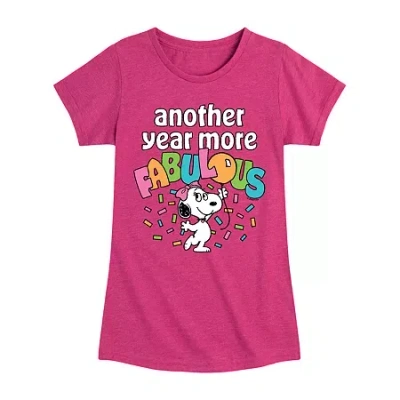 Air Waves Big Kid Girls Crew Neck Short Sleeve Peanuts T-shirt In Pink