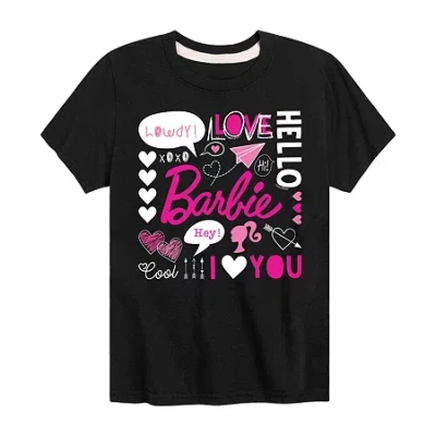 Air Waves Big Kid Girls Round Neck Short Sleeve Classic Fit Barbie Graphic T-shirt In Black