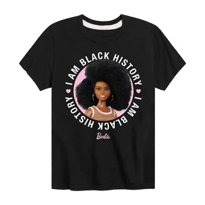 Air Waves Big Kid Girls Round Neck Short Sleeve Classic Fit Barbie Graphic T-shirt In Black