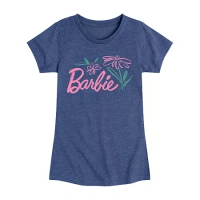 Air Waves Big Kid Girls Round Neck Short Sleeve Classic Fit Barbie Graphic T-shirt In Blue