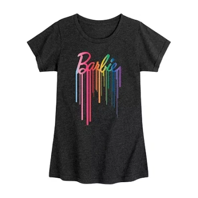 Air Waves Big Kid Girls Round Neck Short Sleeve Classic Fit Barbie Graphic T-shirt In Gray