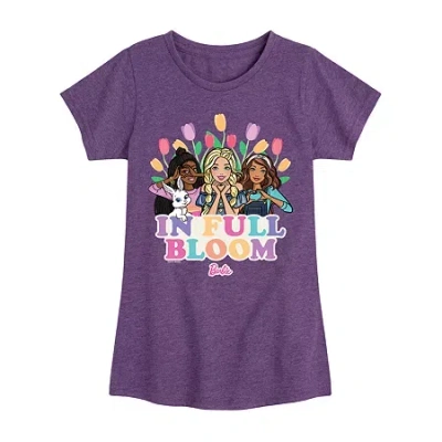 Air Waves Big Kid Girls Round Neck Short Sleeve Classic Fit Barbie Graphic T-shirt In Purple