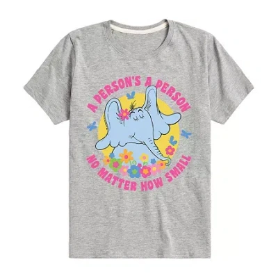 Air Waves Big Kid Girls Round Neck Short Sleeve Classic Fit Dr. Seuss Graphic T-shirt In Gray