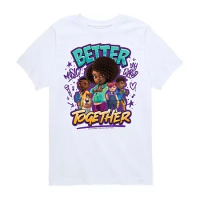 Air Waves Big Kid Girls Round Neck Short Sleeve Classic Fit Graphic T-shirt In White