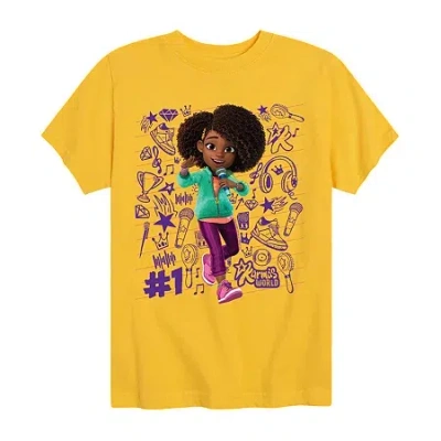 Air Waves Big Kid Girls Round Neck Short Sleeve Classic Fit Graphic T-shirt In Yellow