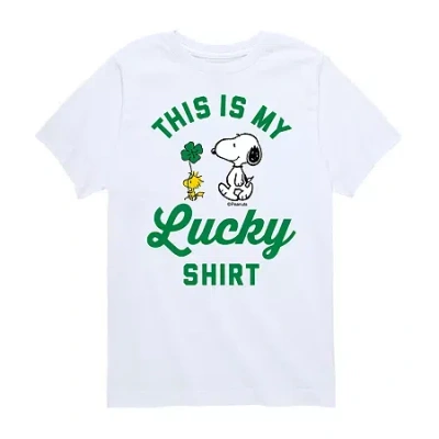 Air Waves Big Kid Girls Round Neck Short Sleeve Classic Fit Peanuts Graphic T-shirt In White